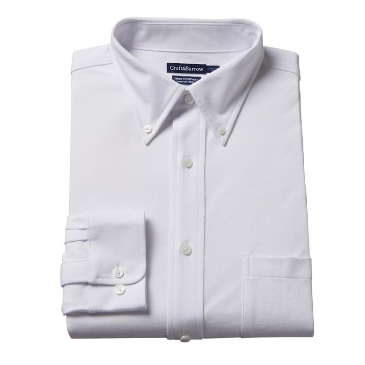 Men's Croft & Barrow&reg; True Comfort Regular-fit Stretch-collar Knit Dress Shirt, Size: 18.5 36/37, White