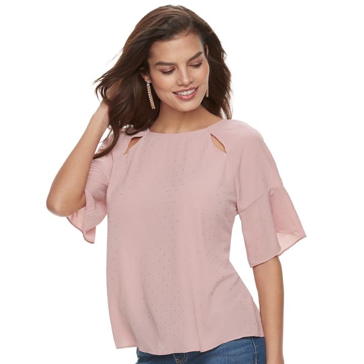 Women's Jennifer Lopez Cutout Crepe Top, Size: Large, Dark Pink