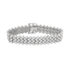 Cubic Zirconia Sterling Silver Multirow Bracelet, Women's, Size: 7.25, White