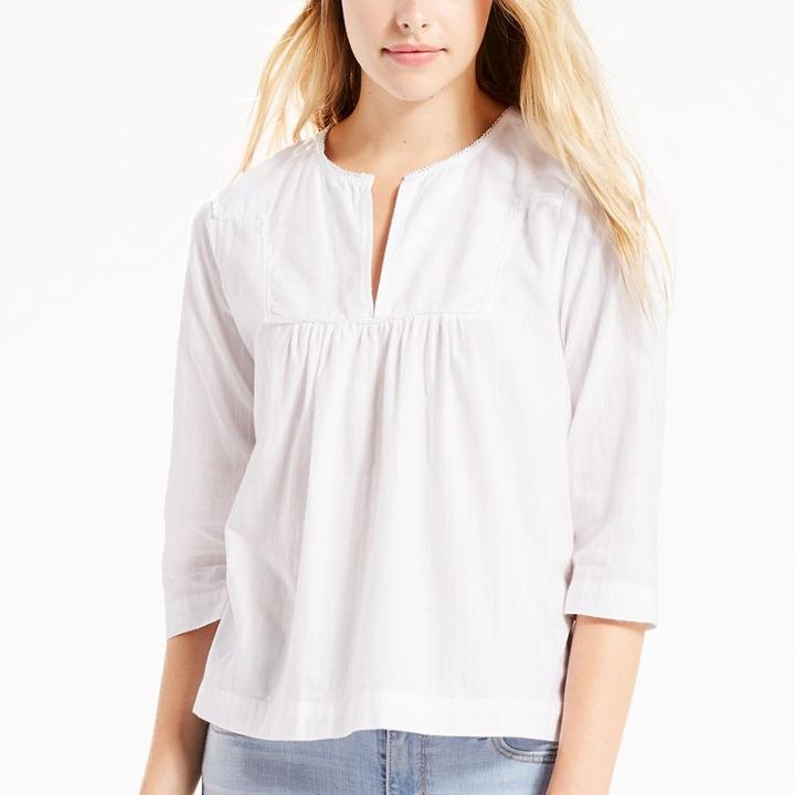 Women's Levi's Splitneck Peasant Top, Size: Large, White