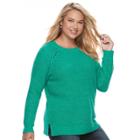 Juniors' Plus Size So&reg; Raglan Crewneck Sweater, Teens, Size: 3xl, Brt Green