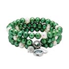 New York Jets Dyed Freshwater Cultured Pearl Team Logo Charm Stretch Bracelet Set, Women's, Green