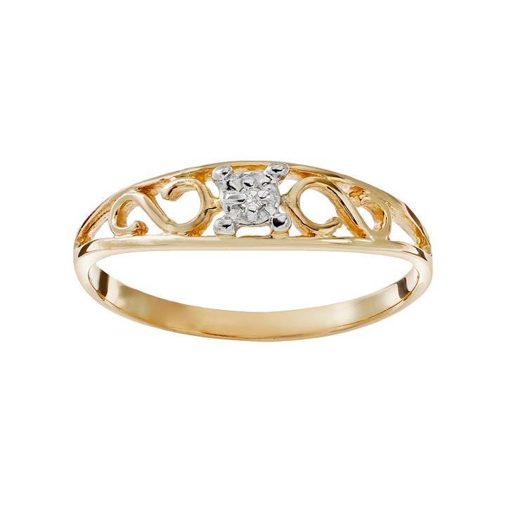 Charming Girl 14k Gold Scroll Ring - Kids, Yellow