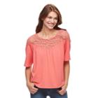 Women's Apt. 9&reg; Textured Crochet Tee, Size: Xl, Lt Orange