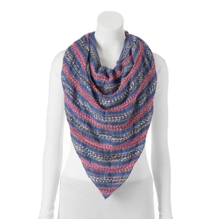 Sonoma Goods For Life&trade; Popcorn & Eyelash Pleated Blanket Square Scarf, Women's, Blue (navy)