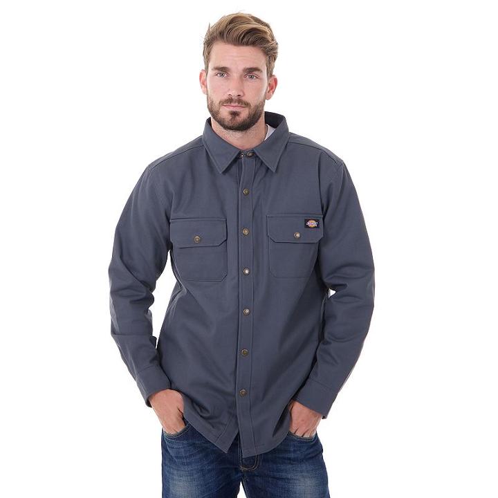 Men's Dickies Classic-fit Peached Twill Shirt Jacket, Size: Xl, Grey (charcoal)