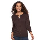 Women's Croft & Barrow&reg; Essential Cardigan, Size: Xl, Dark Brown