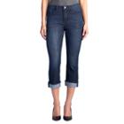 Women's Rock & Republic&reg; Kendall Studded Capri Jeans, Size: 0, Dark Blue