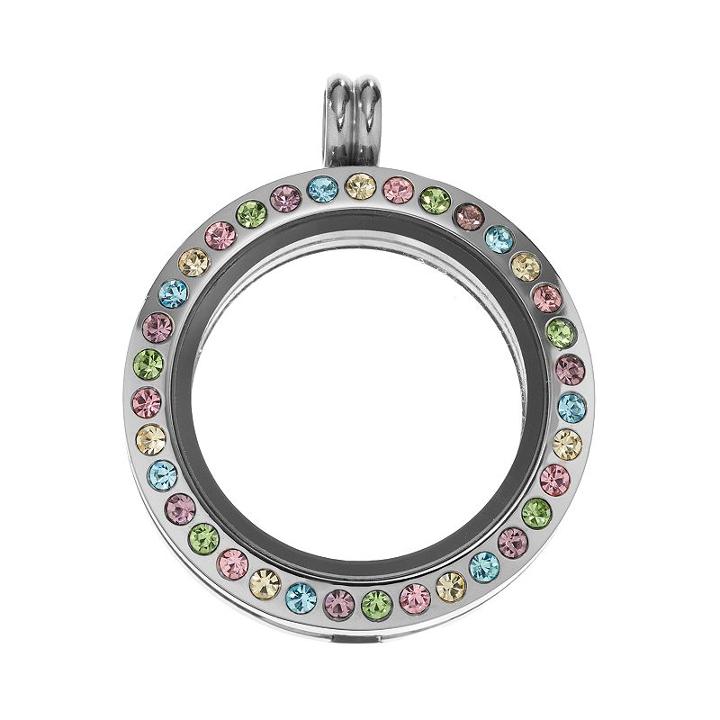 Blue La Rue Crystal Stainless Steel 1-in. Round Locket, Women's, Silver
