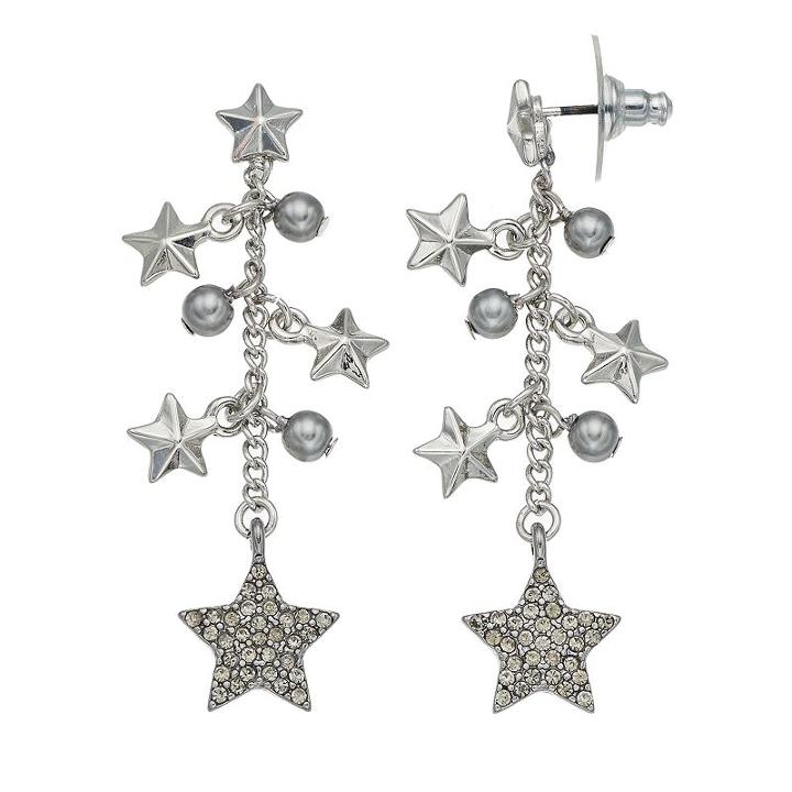 Simply Vera Vera Wang Nickel Free Star Fringe Drop Earrings, Women's, Black
