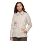 Women's Weathercast Waist-length Quilted Jacket, Size: Medium, Beig/green (beig/khaki)