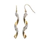 Crystal 14k Gold-bonded Sterling Silver Spiral Drop Earrings, Women's, White