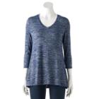 Women's Sonoma Goods For Life&trade; Ombre V-neck Tunic Sweater, Size: Small, Dark Blue