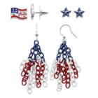 American Flag, Star & Fringe Earring Set, Women's, Multicolor