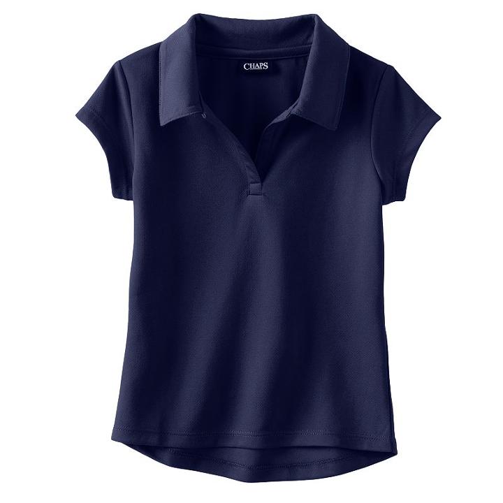 Girls 4-16 & Plus Size Chaps Short Sleeve Performance Polo Shirt, Girl's, Size: 5, Blue (navy)