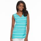 Women's Croft & Barrow&reg; Striped Jacquard Tank Top, Size: Large, Turquoise/blue (turq/aqua)