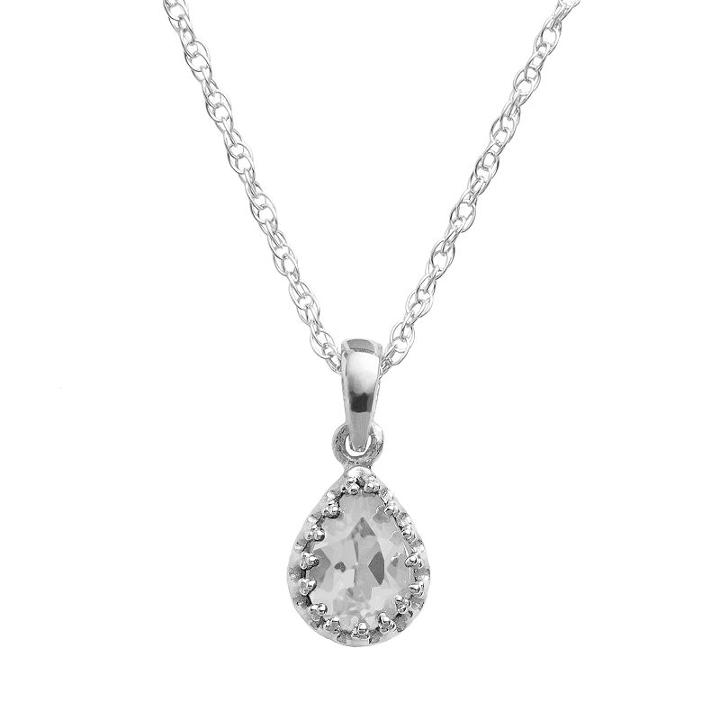 Sterling Silver Lab-created White Sapphire Teardrop Pendant, Women's, Size: 18