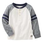 Boys 4-12 Oshkosh B'gosh&reg; Raglan Striped Sleeve Henley, Size: 5, White