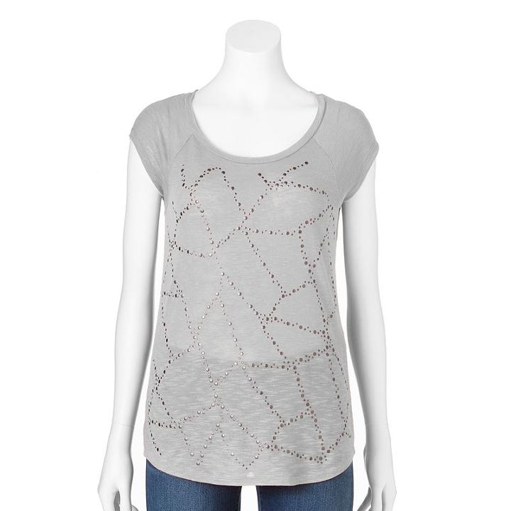 Apt. 9&reg; Embellished Slubbed Tee - Women's, Size: Medium, Med Grey