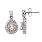 Lily & Lace Pink & White Cubic Zirconia Two Tone Teardrop Earrings, Women's
