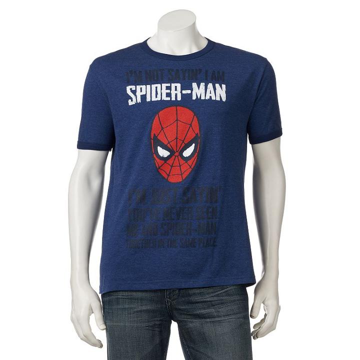 Men's Marvel Spider-man Ringer Tee, Size: Large, Blue Other