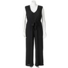 Juniors' Plus Size Wrapper Solid Wide Leg Jumpsuit, Girl's, Size: 1xl, Black