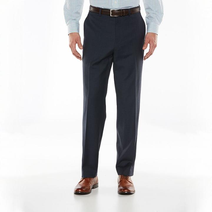 Big & Tall Chaps Classic-fit Navy (blue) Wool-blend Comfort Stretch Flat-front Suit Pants, Men's, Size: 42x34