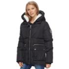 Madden Nyc Juniors' Fleece Hood Puffer Jacket, Teens, Size: Large, Black