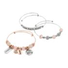 Love Faith Hope Charm Bangle Bracelet Set, Women's, Pink