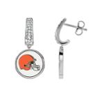 Cleveland Browns Team Logo Drop Earrings, Women's, White