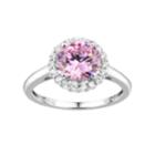Diamonluxe Sterling Silver Pink And White Cubic Zirconia Halo Ring, Women's, Size: 6