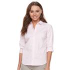 Petite Apt. 9&reg; Poplin Structured Essential Button-down Shirt, Women's, Size: M Petite, Light Pink