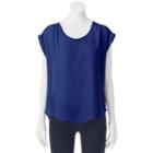 Pink Rose, Juniors' Cap Sleeve Woven Top, Girl's, Size: Medium, Brt Blue