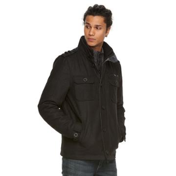 Men's Rock & Republic Wool Military Jacket, Size: Large, Black
