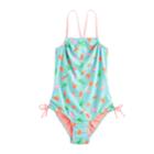 Girls 7-16 So&reg; Flamingo Print One-piece Swimsuit, Size: 14, Turquoise/blue (turq/aqua)