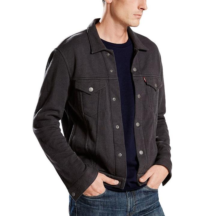 Men's Levi's&reg; French Terry Trucker Jacket, Size: Xl, Black