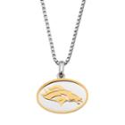 Two Tone Stainless Steel Men's Denver Broncos Pendant Necklace, Size: 22, Grey