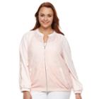 Plus Size Apt. 9&reg; Lace Bomber Jacket, Women's, Size: 0x, Brt Pink
