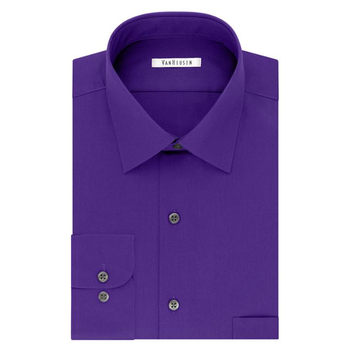 Men's Van Heusen Classic-fit Solid Dress Shirt, Size: 14.5-32/33, Med Purple