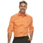 Men's Croft & Barrow&reg; Classic-fit Quick-dry Outdoor Button-down Shirt, Size: Small, Med Orange