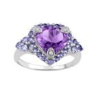 Amethyst, Tanzanite & Diamond Accent Sterling Silver Heart Ring, Women's, Size: 7, Purple