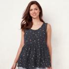 Women's Lc Lauren Conrad Lace-trim Babydoll Tank, Size: Medium, Dark Grey