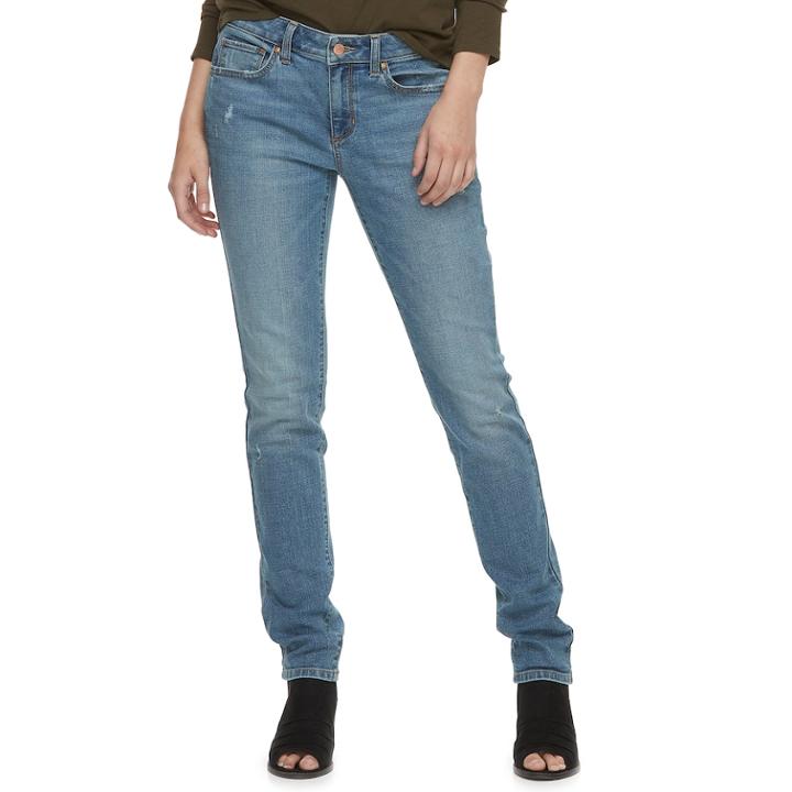 Women's Sonoma Goods For Life&trade; Supersoft Midrise Stretch Curvy Skinny Jeans, Size: 4 Short, Dark Blue