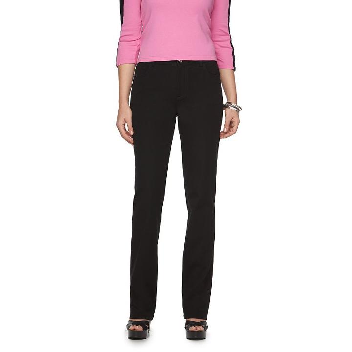 Petite Chaps Twill Straight-leg Pants, Women's, Size: 14p-short, Black