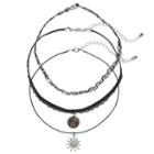 Mudd&reg; Sunflower, Yin-yang & Tattoo Choker Necklace Set, Teens, Black