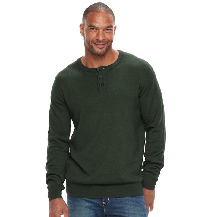 Big & Tall Sonoma Goods For Life&trade; Classic-fit Coolmax Henley, Men's, Size: 3xl Tall, Dark Green