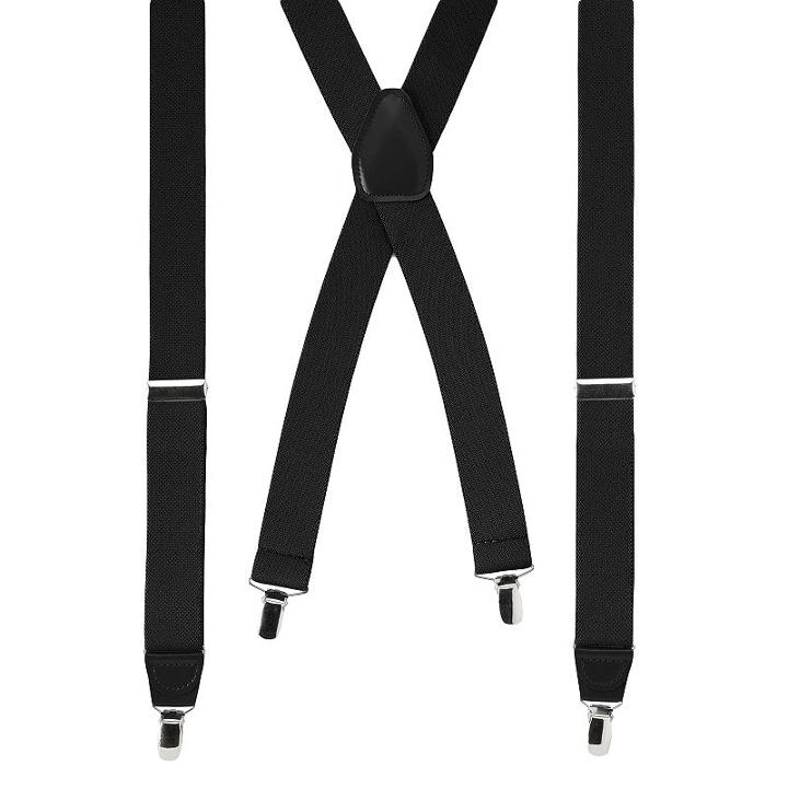 Wembley Solid Stretch Suspenders - Men, Black