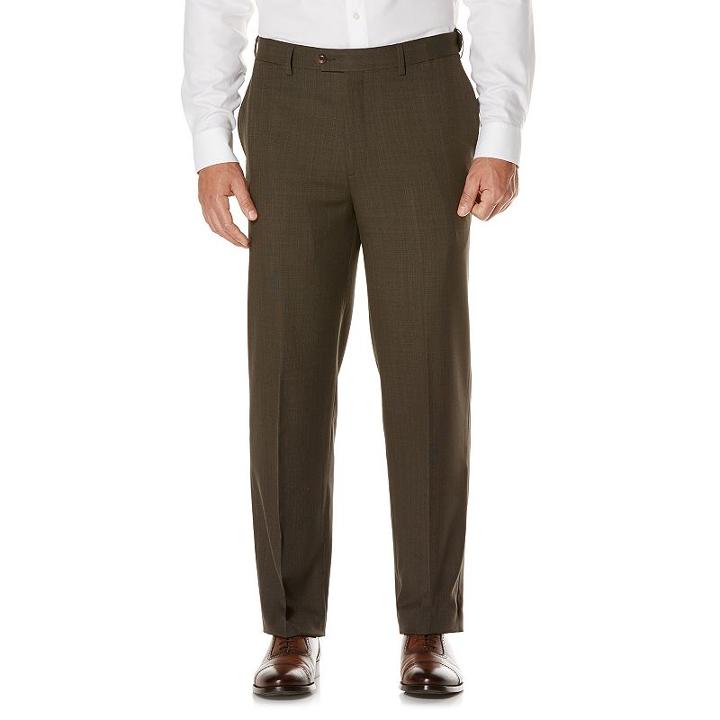 Men's Savane Active Flex Classic-fit Flat-front Dress Pants, Size: 36x29, Brown