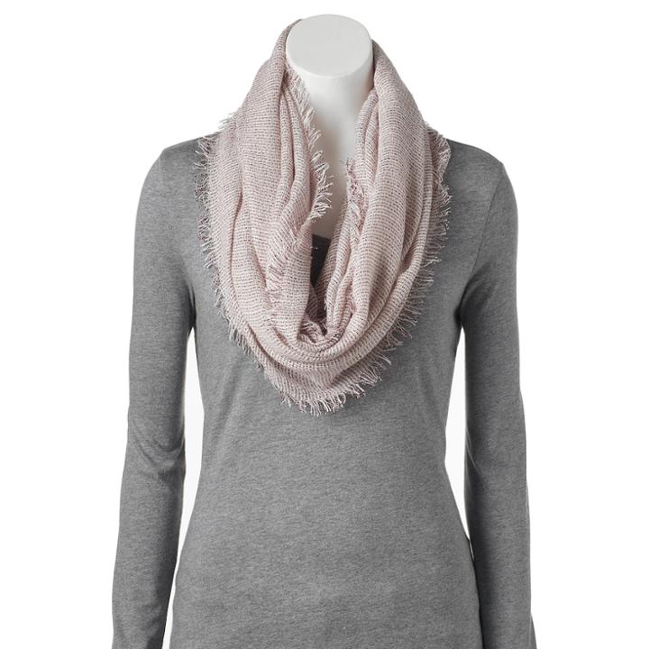 Sonoma Goods For Life&trade; Woven Frayed Edge Infinity Scarf, Women's, Dark Pink