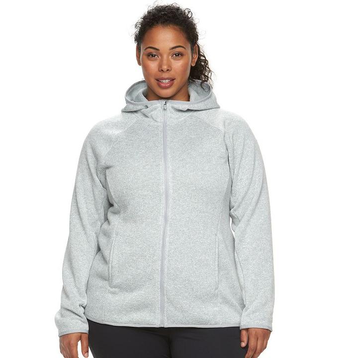 Plus Size Tek Gear&reg; Fleece Full-zip Hoodie, Women's, Size: 1xl, Light Grey